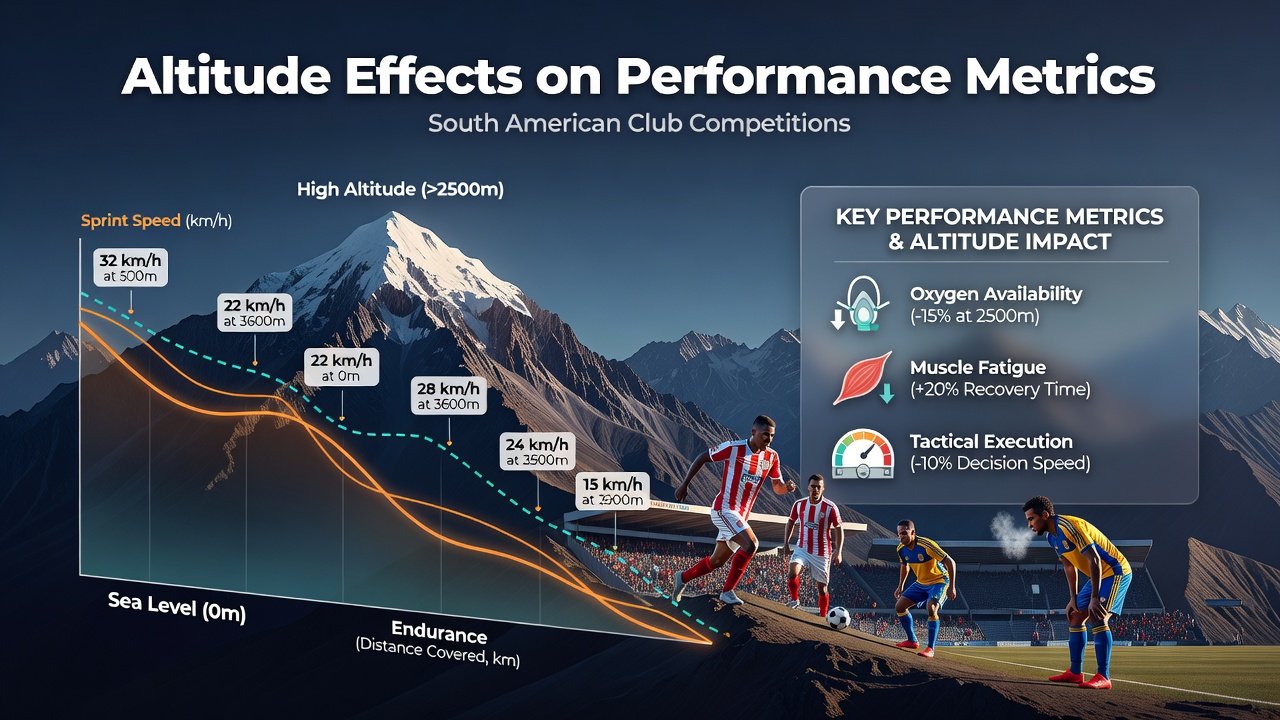 Players on the pitch at high elevation with visible exertion during a South American club match
