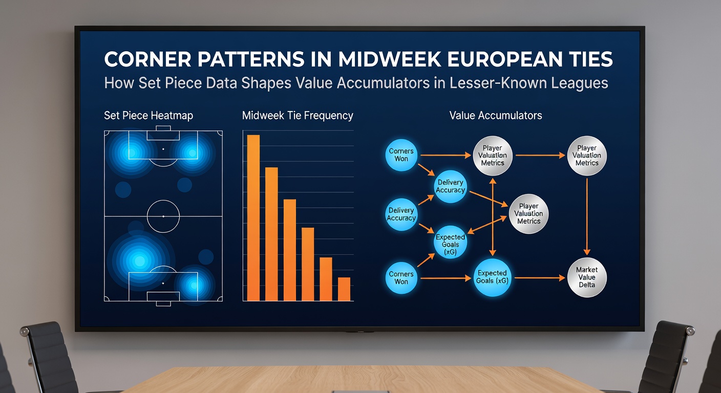 Set piece data visualization showing corner statistics from lesser-known European leagues