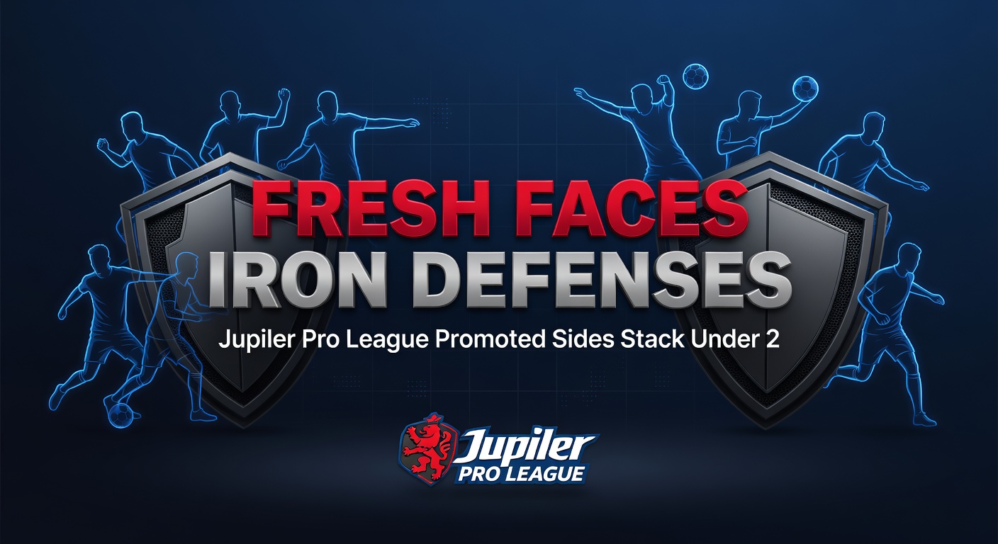 Newly promoted Jupiler Pro League team players forming a compact defensive wall during a tense match, highlighting their disciplined backline strategy