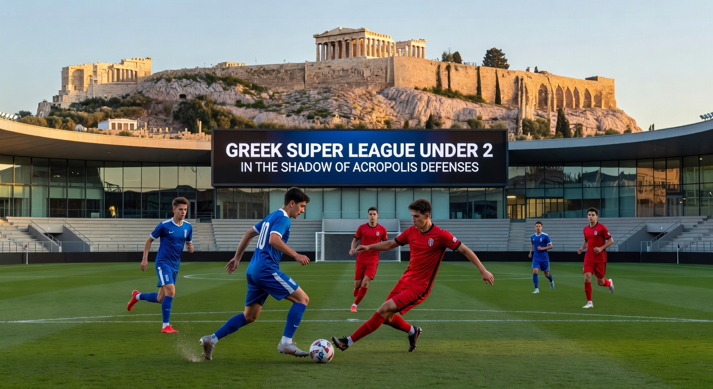 AEK Athens defenders thwarting a counter-attack in a low-scoring Super League encounter at the Athens Olympic Stadium