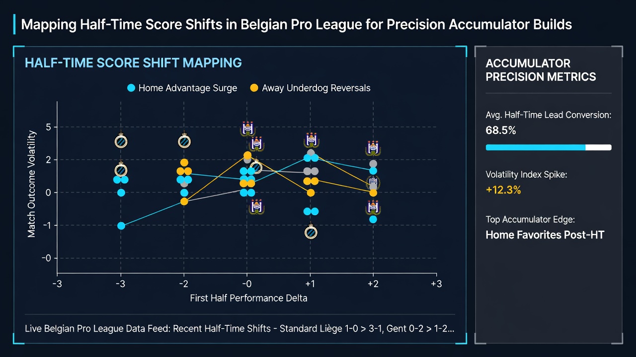 Graphical breakdown of half-time to full-time score transitions in Belgian football