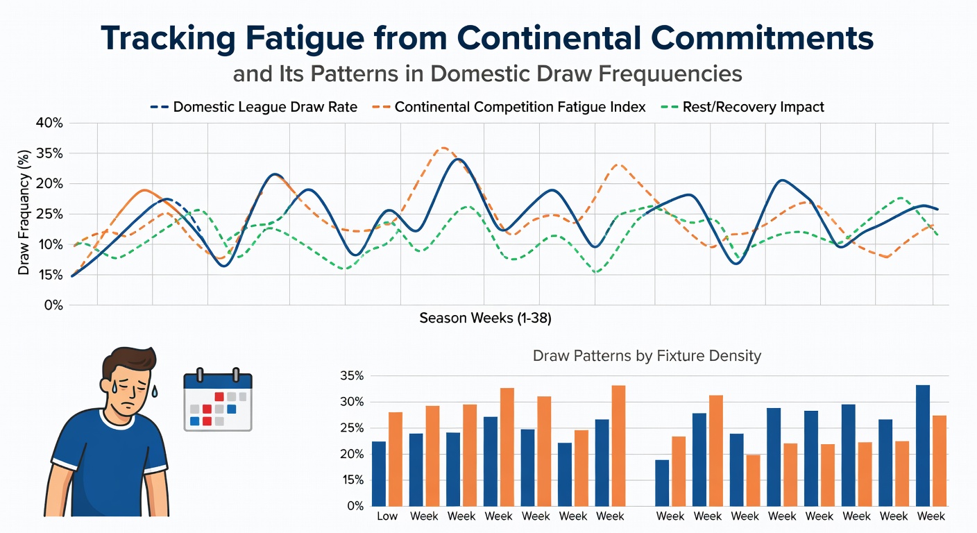 Football players showing signs of fatigue during a domestic league match after midweek European fixtures
